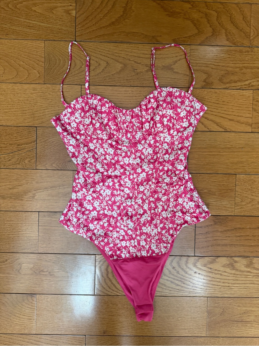Zara Pink Floral Bodysuit with Adjustable Straps